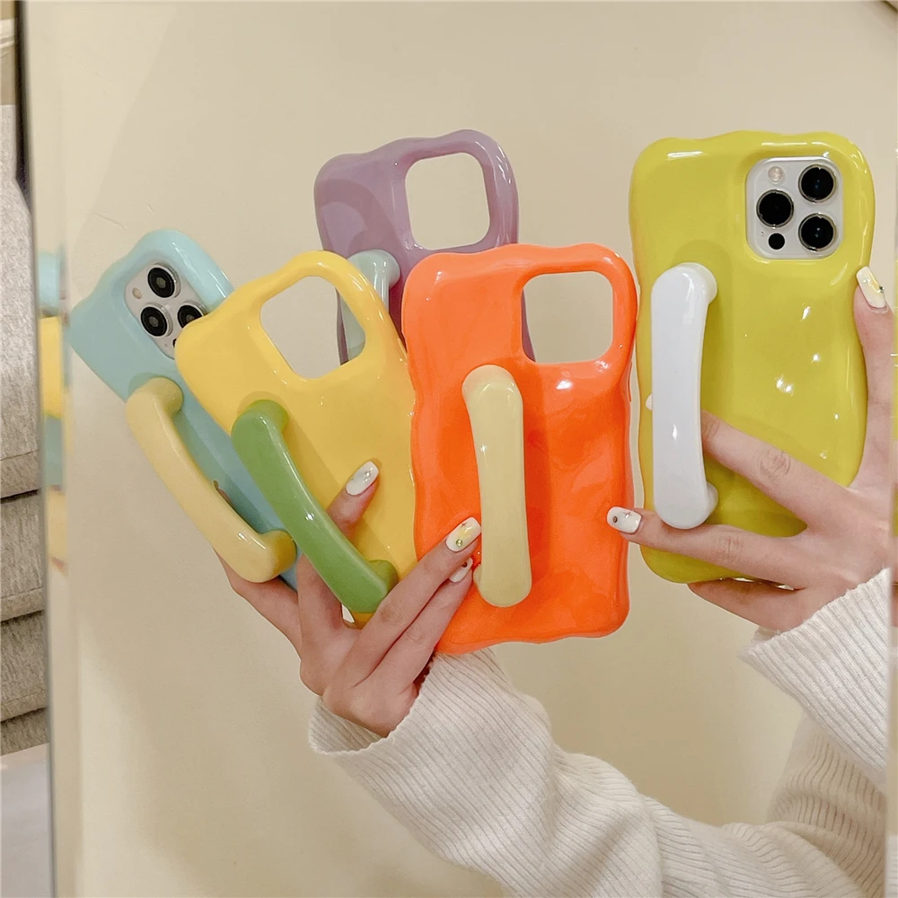 

Fashion Cartoon Stand Phone Case for iPhone 14 Pro Max 13 12 Pro 11 Cute Candy Door Handle Holder Cover