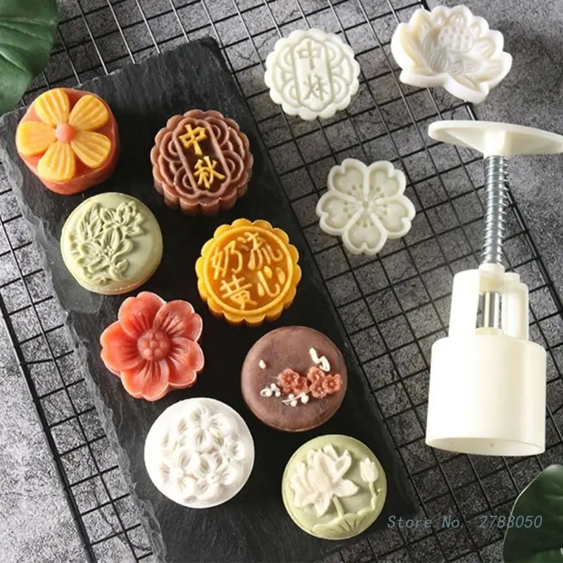 

Plum Blossom Cherry Blossom Flowers Mooncake Mold Mid-Autumn Festival Moon Cake Mold DIY Hand Pressure Fondant Decorations Tool