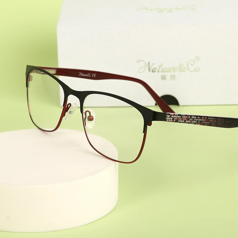 

LORETOROSA Women Glasses Eyewear RX Lenses Myopia Hyperopia Optical Frame Metal Rectangle Business Style Solid Color Printed