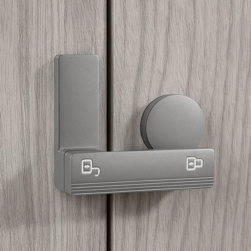Фото Безопасность 90/18080 градусов, защелка для раздвижной двери, противоугонная безопасная дверная пряжка, серебристый прочный дверной болт, дверная переключатель, фурнитура №2