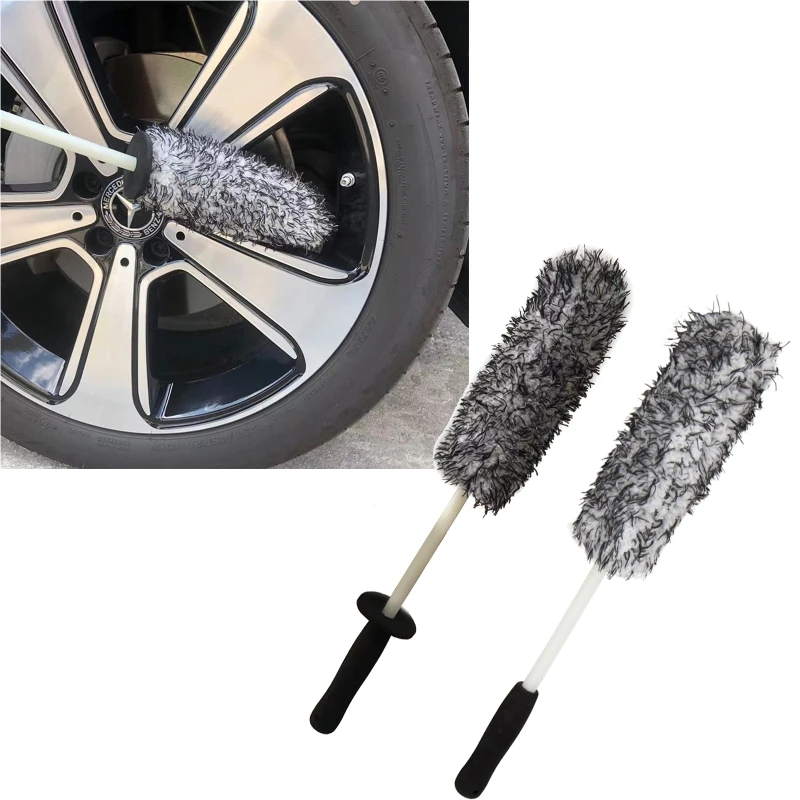 

Handle Top Microfiber Premium Wheels Brush Car Wheel Wash Brush Tire Auto Scrub Brush Car Wash Sponges Tools Accessories D7YA
