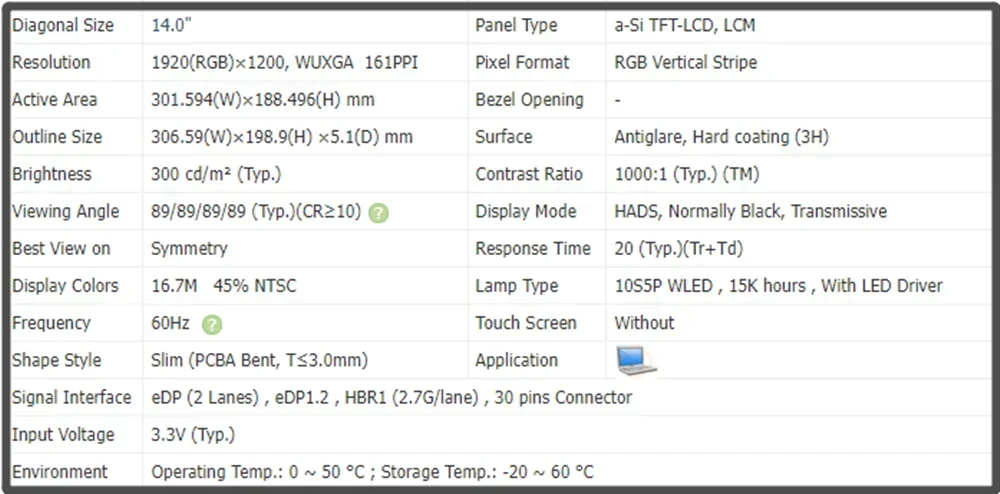 NV140WUM-N43 NV140WUM N43 14-дюймовый ЖК-экран IPS-панель FHD 1920x1200 60 Гц EDP 30 контактов без