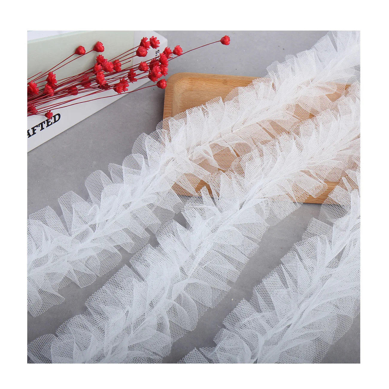 6 см двухрядная многослойная сетчатая кружевная бейка с 3D складками для одежды