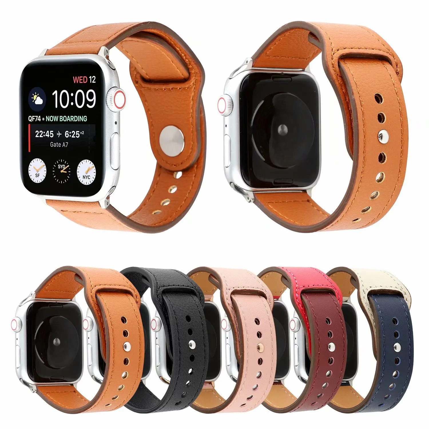 

Ремешок для Apple Watch из натуральной кожи, двухцветный браслет для Iwatch 44 мм 40 мм 5/4/3/2/1, аксессуары для часов, 42 мм 38 мм