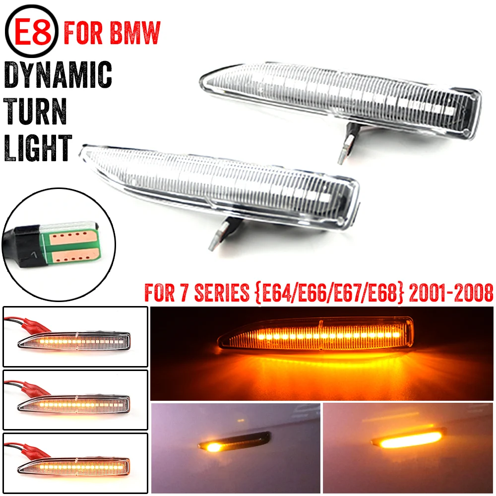 

2PCS Car LED Side Marker Light Dynamic Turn Signal Light For BMW7 Series E65 E66 E67 E68 2001 2002 2003 2004 2005 2006 2007 2008