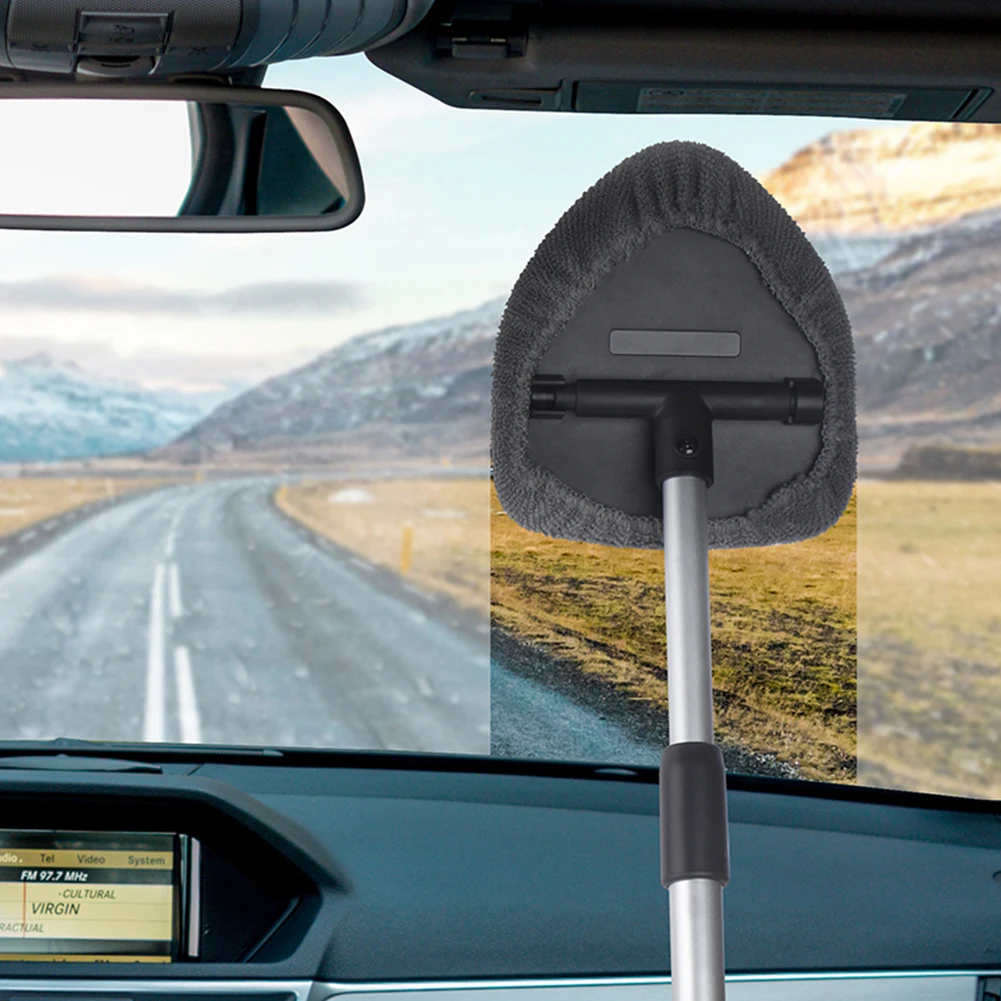 

Car Windshield Cleaning Brush Telescopic Scrub Replaceable Microfiber Pad Car Window Cleaner Brush Tool Auto Accessories