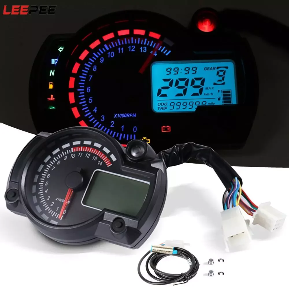 

Moto Dashboard LCD Digital Odometer Motorcycle Meter 7 Colors Motorcycle Speedometer MAX 299KM/H Motorbike Accessories
