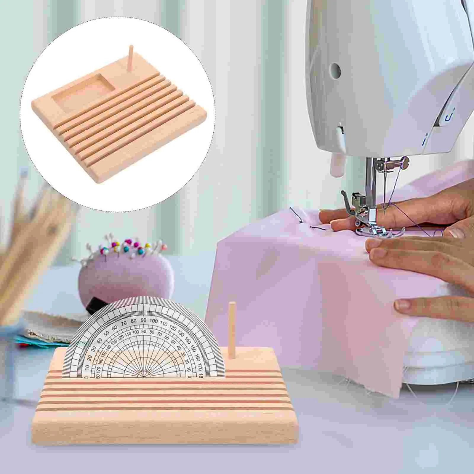 

Ruler Holder Embroidery Thread Home Spool Tools Quilting Rack DIY Wooden Wall Mount Knitting Accessory