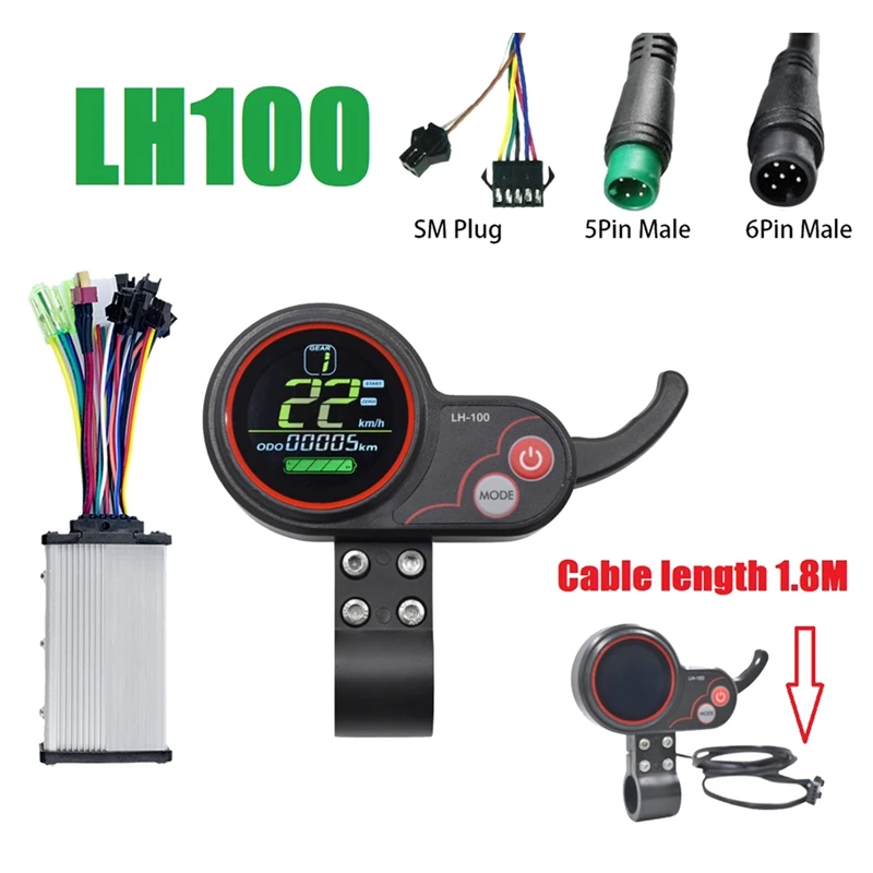 

LH100 LCD Display Throttle Meter+36V 350W Sine Wave Controller Parts For Electric Scooter/Ebike LCD Speedometer (6PIN)