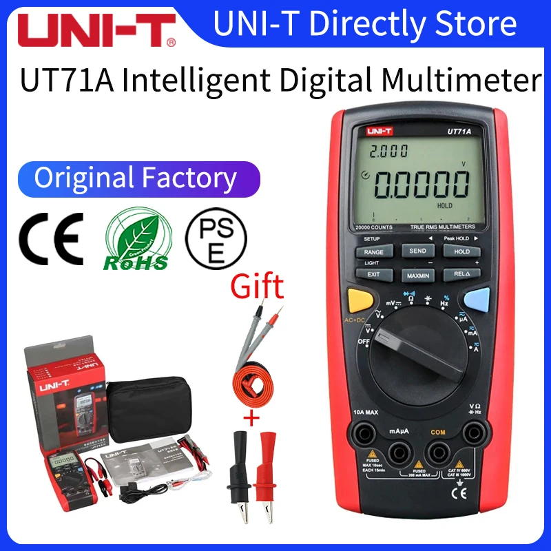 

UNI-T UT71A/UT71B/UT71C/UT71D/UT71E Middle Size Intelligent Digital Multimeters; Digital Multimeter, USB/Bluetooth Communication