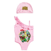 kids disney animal crossing swimsuit sweet girl bikini swimsuit one piece baby toddler sports beachwear hat 2 10y