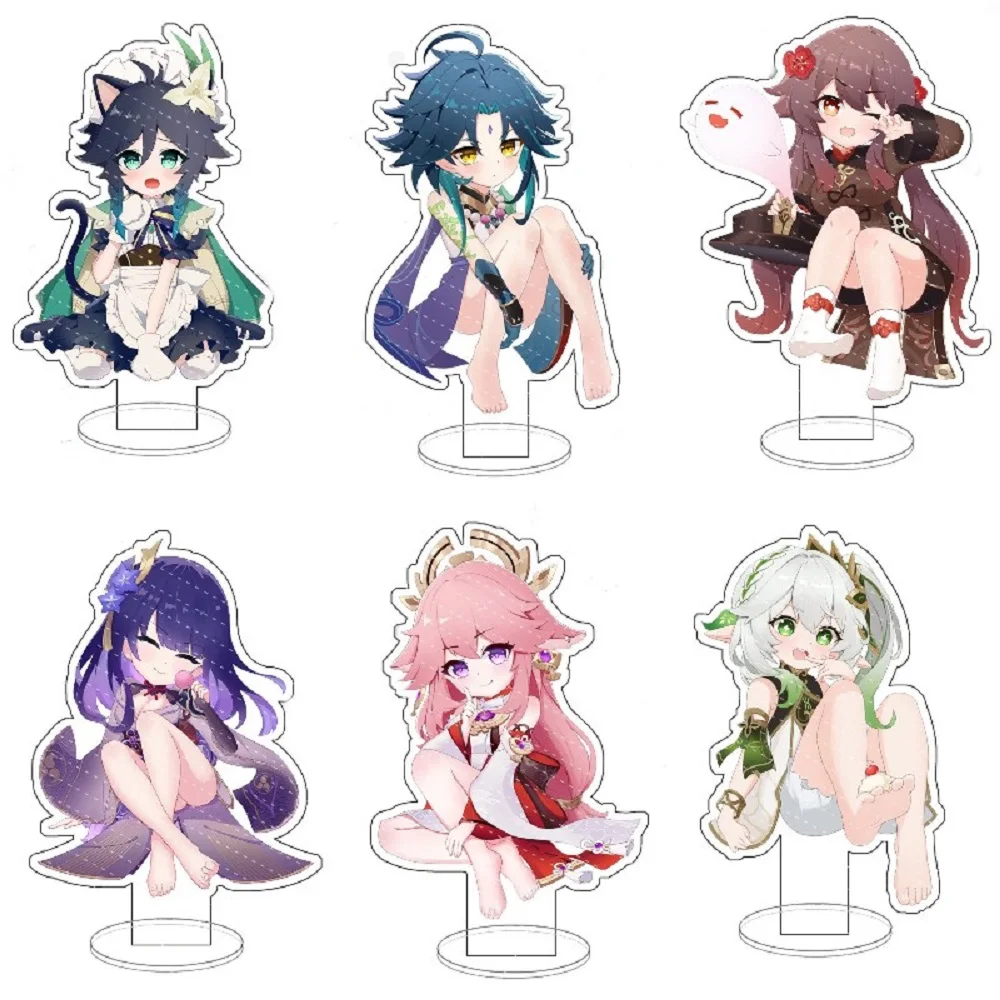 

Anime Genshin Impact Figure Raiden Shogun Game Cospaly Acrylic Q Version Xiao Hutao Venti Stand Model Kawaii Desk Decor Fans Toy