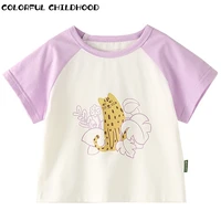 colorful childhood summer girls printed short sleeved round neck t shirt childrens baby all match matching top 3xtx208