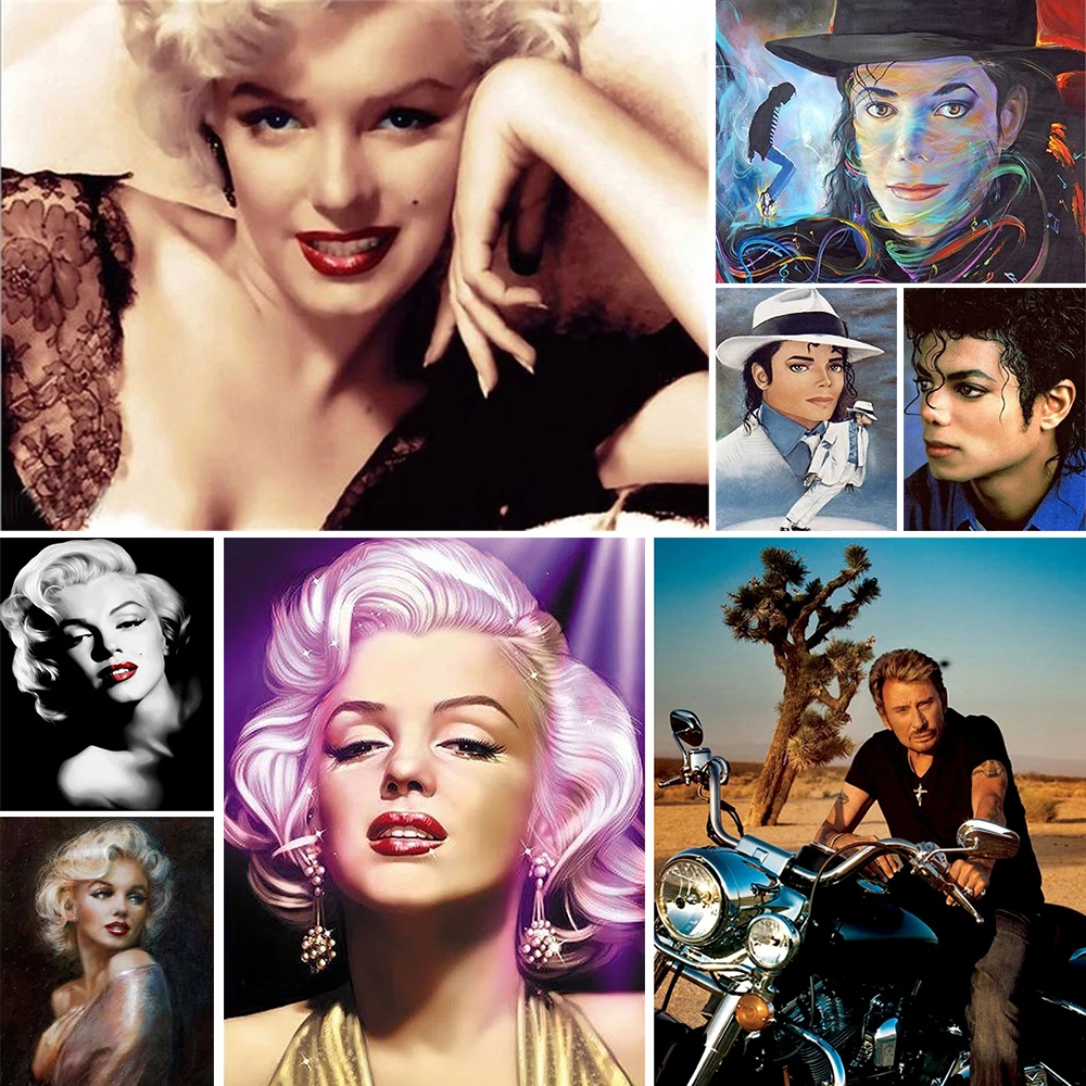 

Meian 11/14CT Embroidery Painting Famous Person Marilyn Monroe Cross Stitch Kits DMC Printed Canvas DIY Handmade Home Decoration
