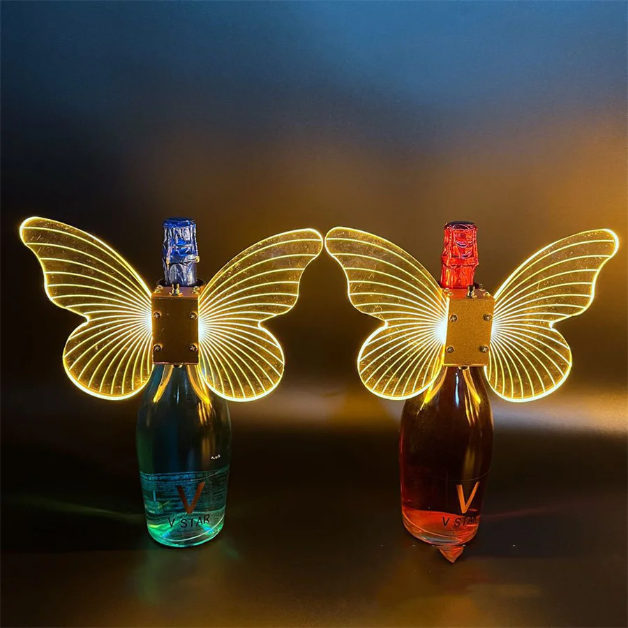 

Крутые крылья бабочки, Стробоскопическая дубинка, перезаряжаемая, для шампанского, обслуживания бутылок вина, Спарклер, для ночного клуба, KTV, бара, Декор