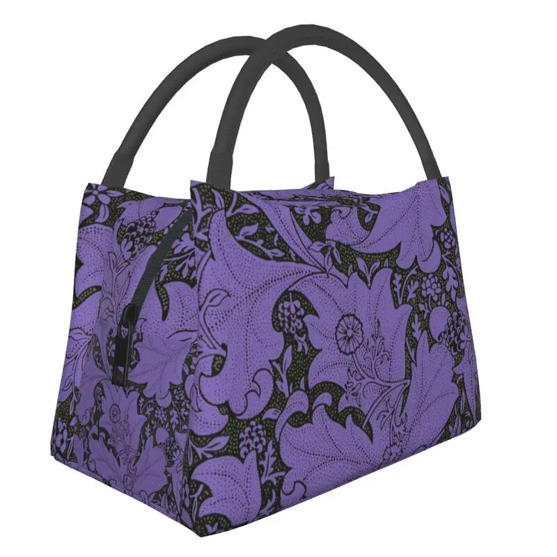 

William Morris Resuable Lunch Boxes Women Leakproof Wallflower Pattern In Lilac And Olive Green Elegant Food Insulated Lunch Bag