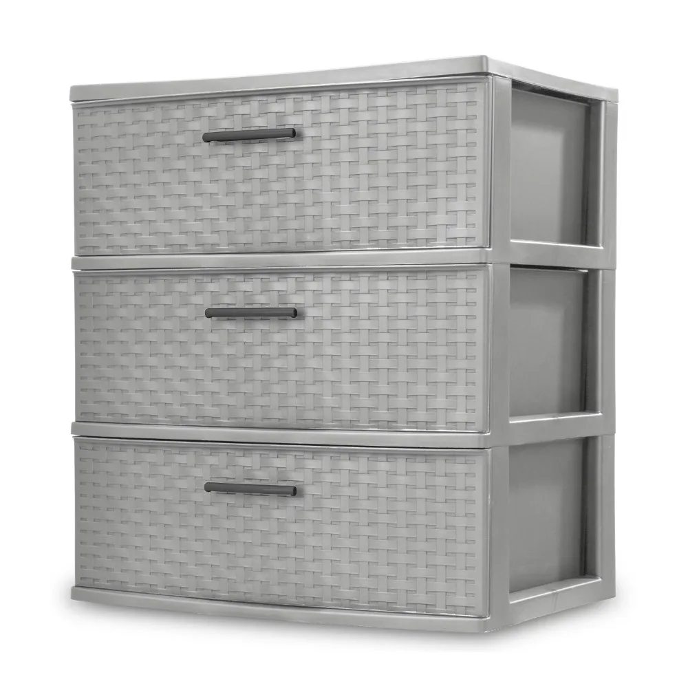

3 Drawer Wide Weave Tower Cement Toolbox Storage Containers