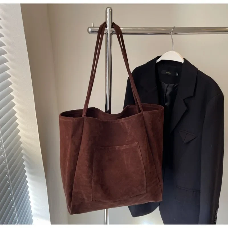 Новый продукт текстура повседневная замшевая сумка-тоут большой емкости