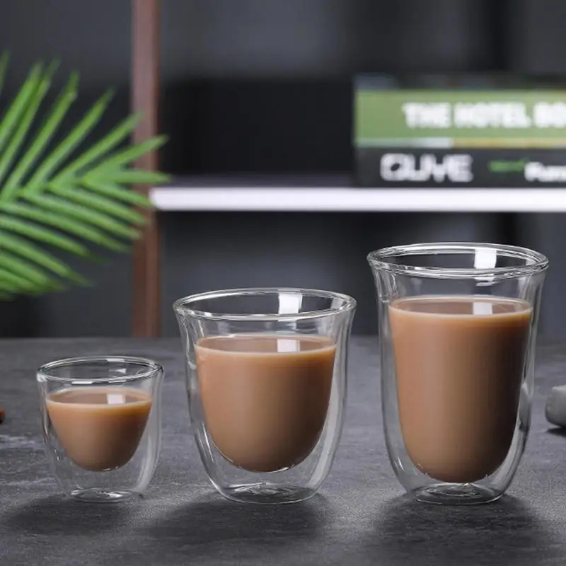 Double Wall Glass Coffee Mug Thermo Insulated Clear Borosilicate Glass Coffee And Tea Mug Heat Resistant Glass Coffee Mug