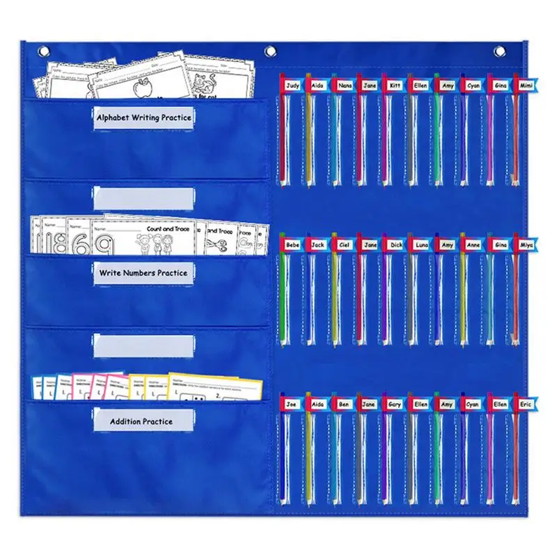 

30 Pockets Teacher Class Schedule Magnetic Pocket Chart Wall Hanging Office Schedule Pocket Chart School Stationery Accessories