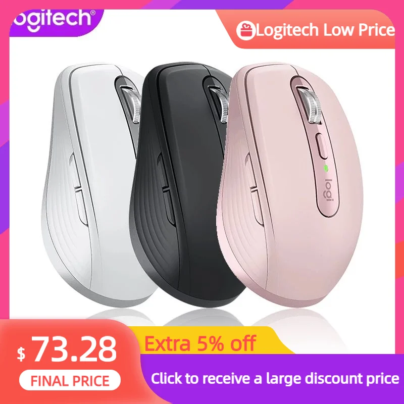 Logitech MX ANYWHERE 3 Беспроводная Bluetooth компактная высокопроизводительная мышь для офиса, ноутбуков, настольных компьютеров