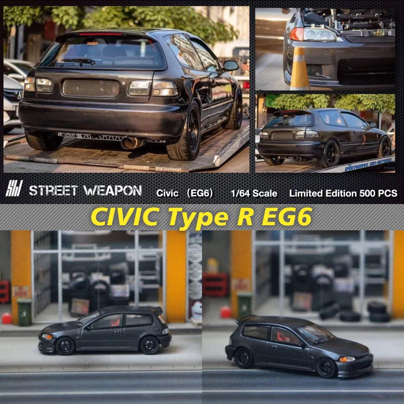 

Street Weapon SW 1:64 Civic Type R EG6 Full Carbon Alloy Diecast Diorama Car Model Collection Miniature Carros Toys In Stock