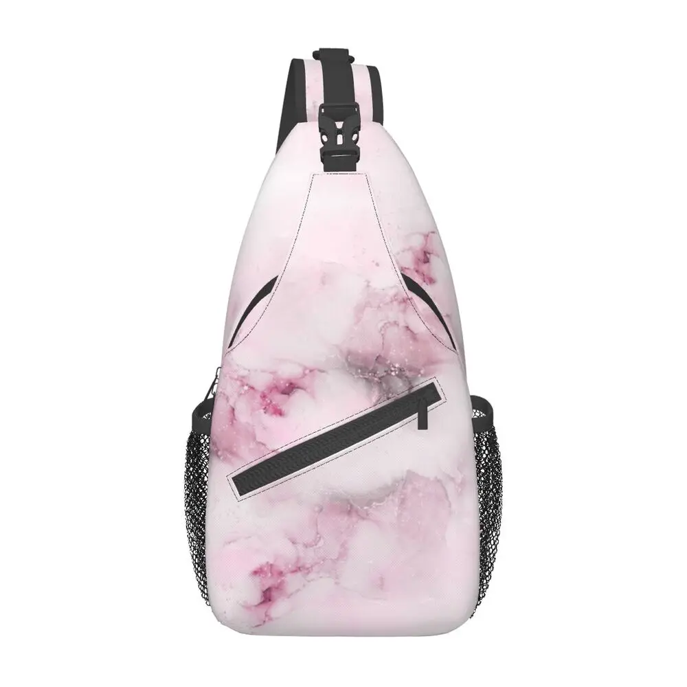 

Casual Elegant Pink Shade Marble Sling Bag for Traveling Men's Crossbody Chest Backpack Shoulder Daypack