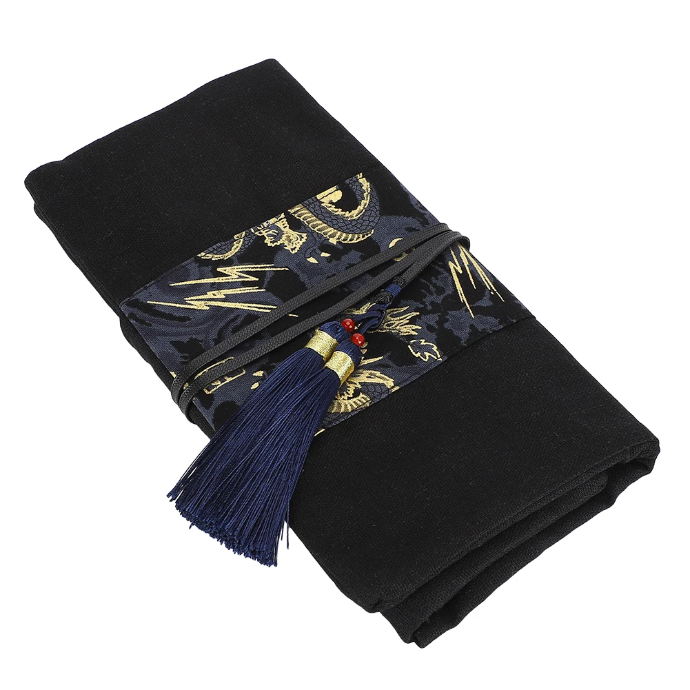 

Vintage Students Pencil Case Roll Up Wrap Pen Organizer School Stationery Supplies Gift
