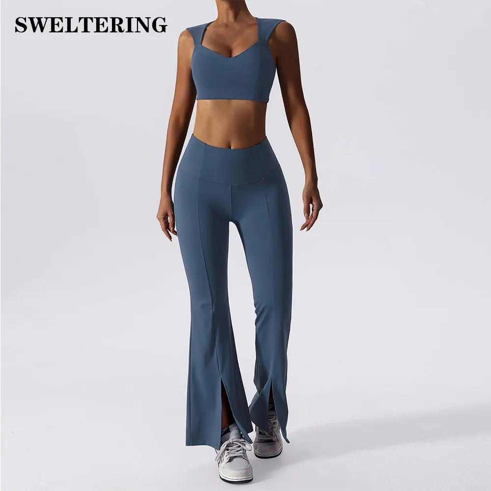 

Комплект для йоги из 2 предметов для бега, спорта, фитнеса, йоги, женский тренировочный укороченный топ с эффектом пуш-ап, бюстгальтер и штаны, дышащая спортивная одежда