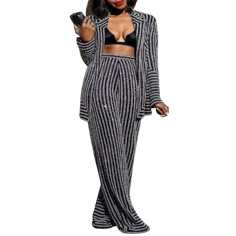 

2 Piece Pant Sets Suits Women Outfits Notched Neck Long Blazer Top Matching Set Spring Autumn Fashion High Street Y2k Ropa Mujer