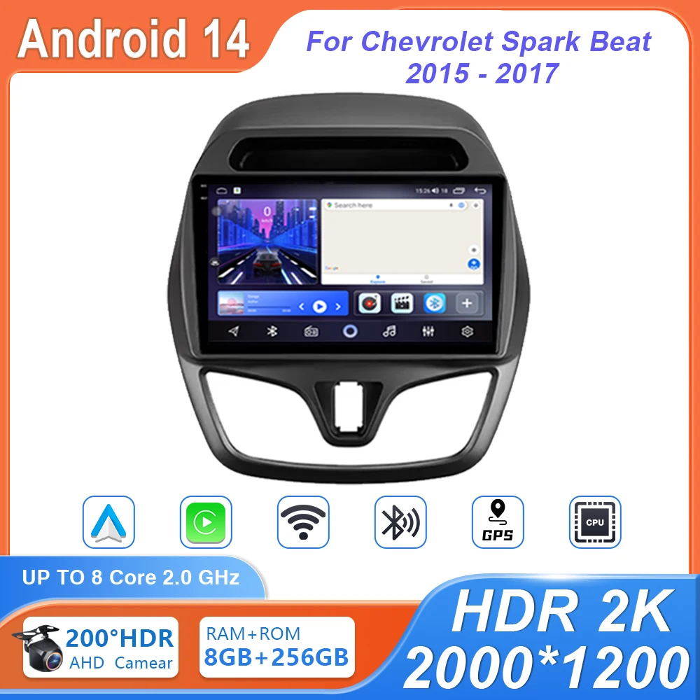 Автомобильный радиоприемник Carplay для Chevrolet Spark Beat 2015-2017 GPS-навигация Видео Android