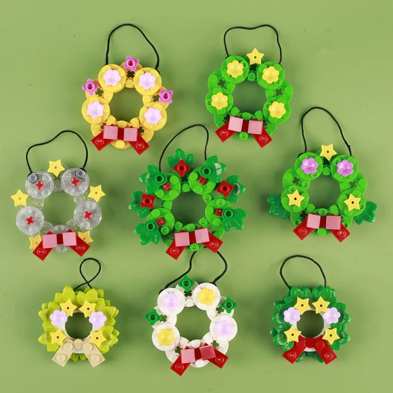 Рождественские украшения для города снега церкви цветочный венок строительные