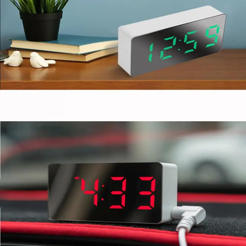 

Colorful Portable Mirror Alarm Clocks Table Digital Clocks Snooze Function Display Time Night Light Home Decor Gift For Children