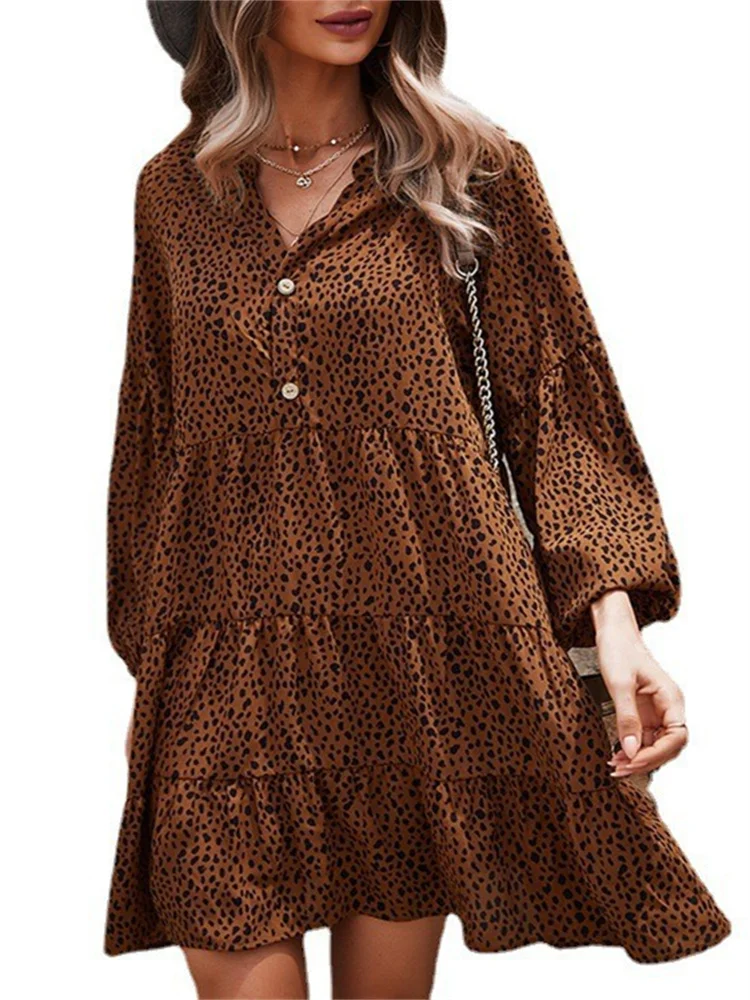 

Elegant bodycon sexy Women's dress for women 2022 summer Leopard long sleeve A-line midi dresses woman robe femme ladies