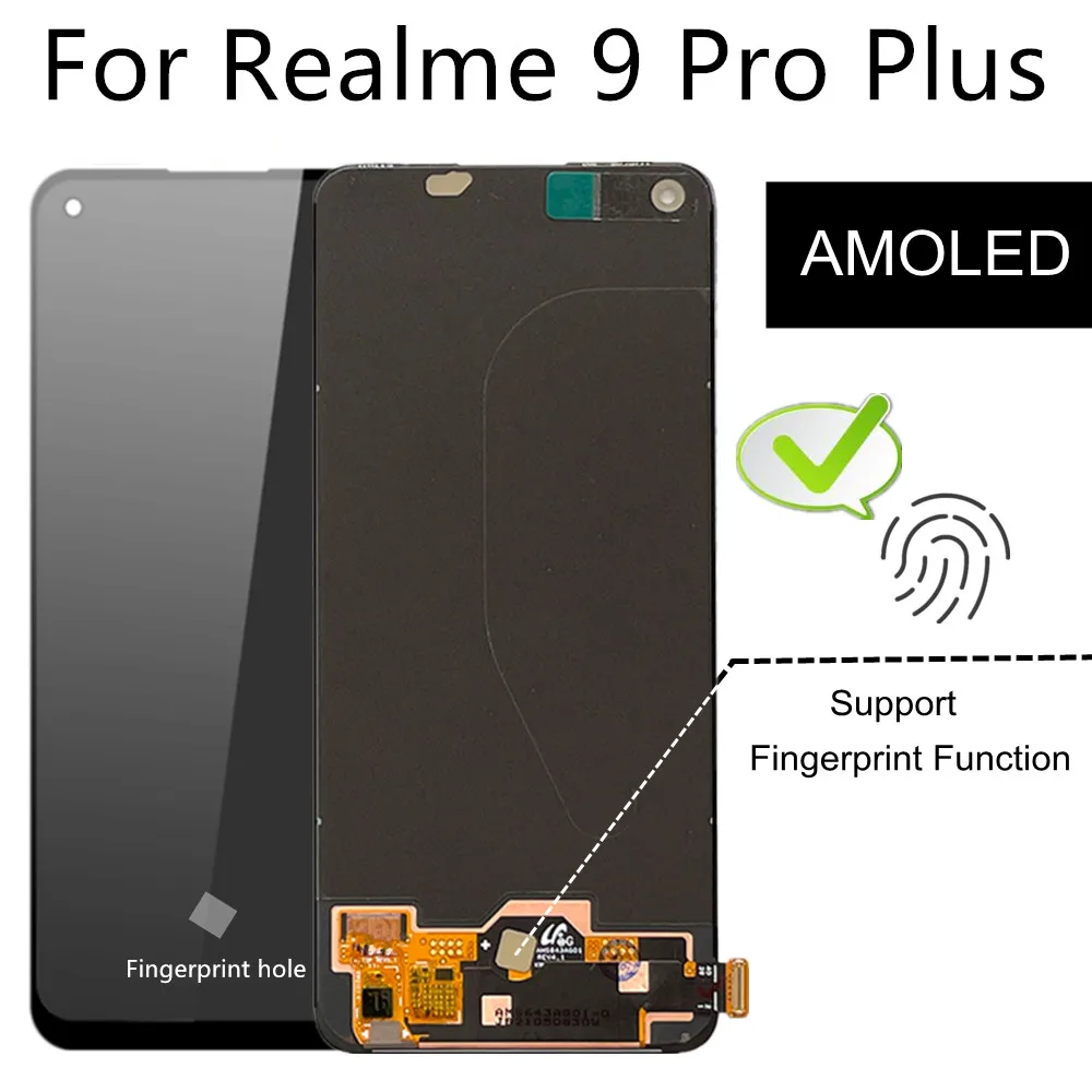 

6.4" AMOLED For Realme 9 Pro Plus RMX3393 LCD Display Touch Screen Assembly Replacement Accessory For Realme 9 Pro + RMX3392
