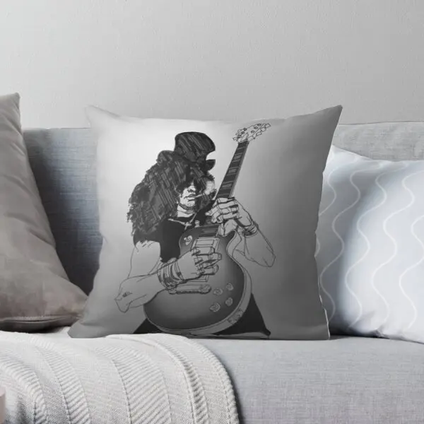 

Slash On Guitar Printing Throw Pillow Cover Fashion Decor Sofa Car Hotel Bed Waist Throw Bedroom Square Pillows not include