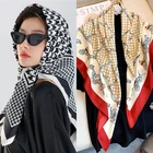 Роскошный брендовый хиджаб, квадратный шарф для женщин, женский головной платок, саржевая шелковая бандана, шаль, модный шейный платок, головной платок