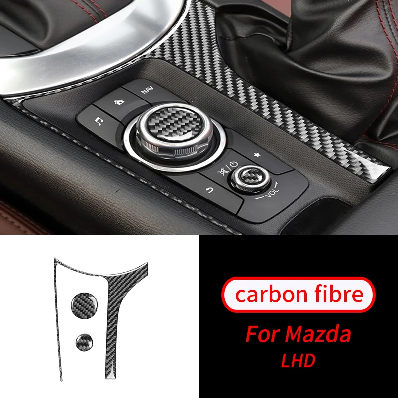 

For Mazda MX-5 Miata 2009-2015 3 PCS Real Carbon Fiber Music Control Panel Decor Trim Car Interior Accessories