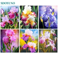 sdoyuno painting by numbers flower diy handwork for adults kit oil painting wall art picture acrylic paint home decoration