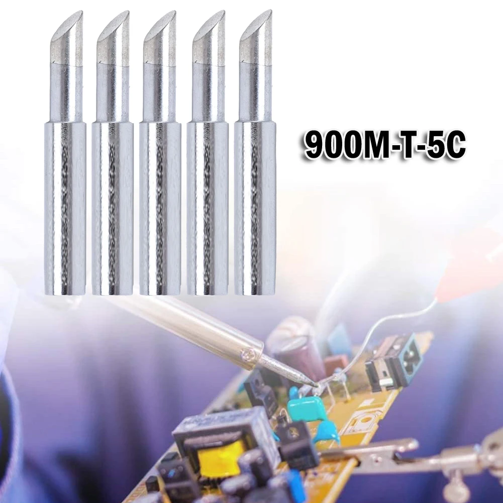 

5pcs Soldering Iron Tips 900M-T-5C Soldering Iron Pure Copper Welding Iron Head For Thick Terminals Circuit Boards Welding Tips