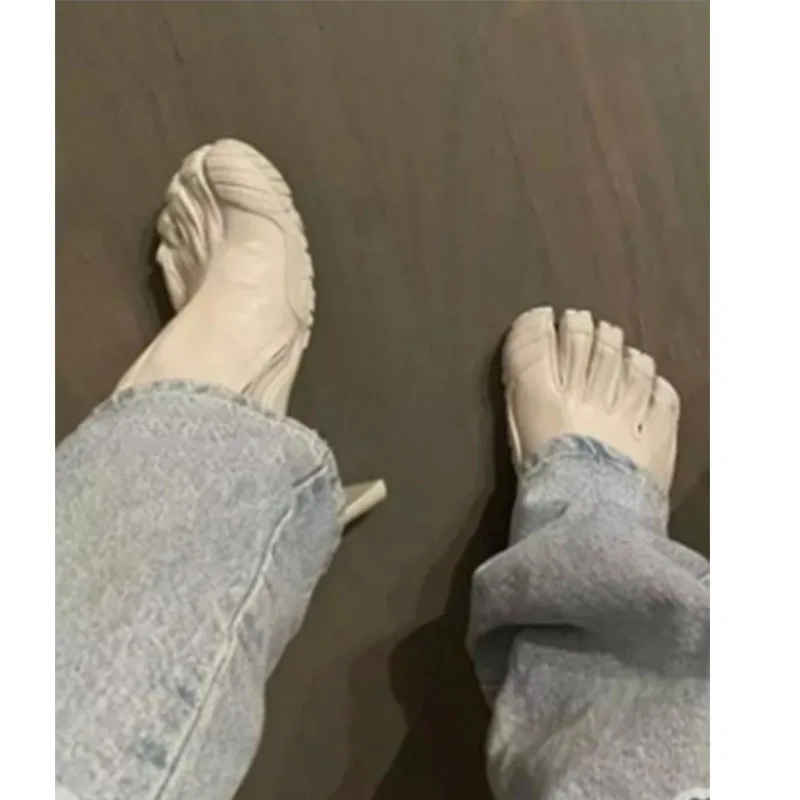 Black Five Finger Toe Boots Pink Angle Boots Elastic Boots Special Stylish Shoes Short Boots For Woman