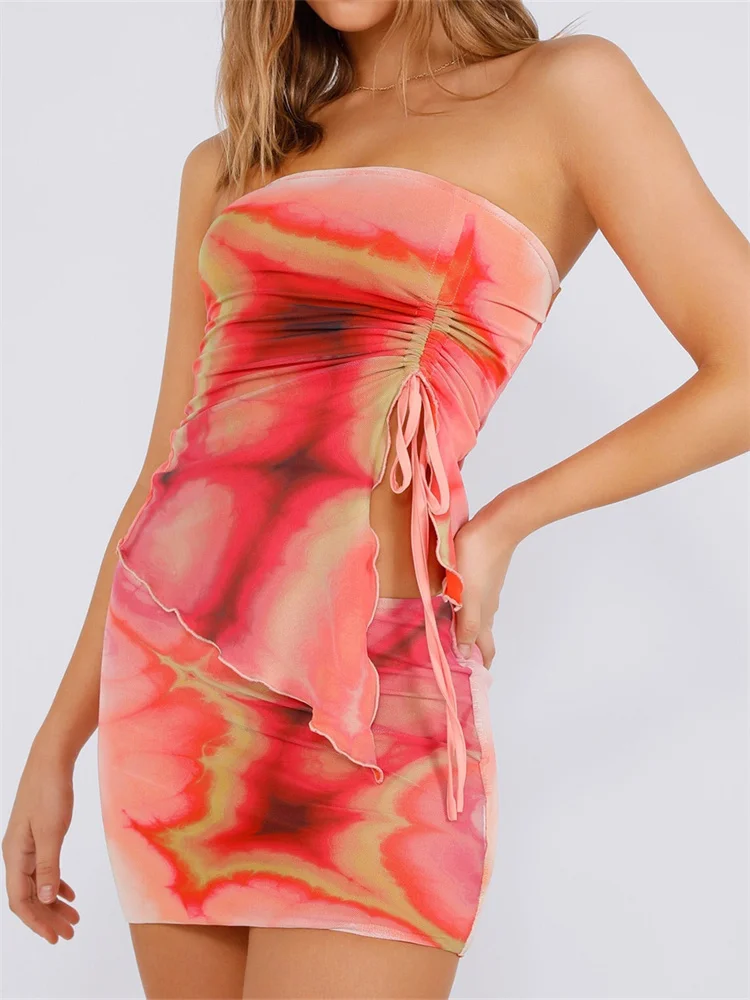 

Юбка-топ Женская с открытыми плечами и рюшами, из двух предметов