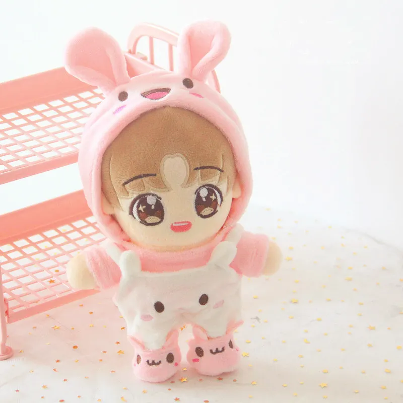 

Top Fashion 20cm doll rabbit clothes with white rabbit suspender pants Idol Star Clothes Costume Cosplay Fit For 20cm Plush Doll