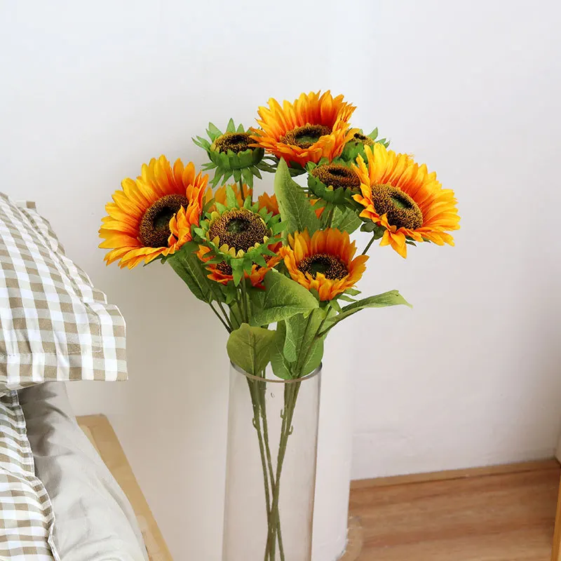 

68CM Single 3 Head Garden Sunflower, Artificial Flower, Silk Flower, Sunflower, Wedding Photography, Home Decoration
