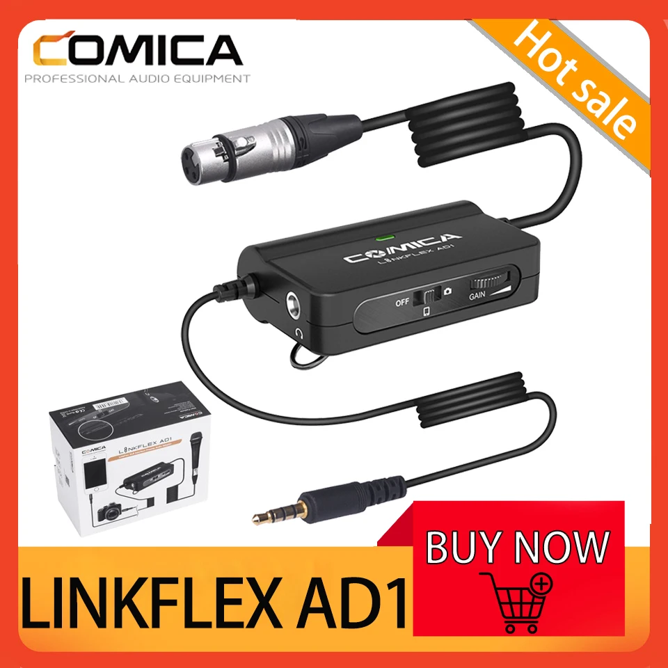 

Comica LINKFLEX AD1 микрофонный предусилитель адаптер XLR до 3,5 мм аудио адаптер предусилитель для DSLR камеры смартфона