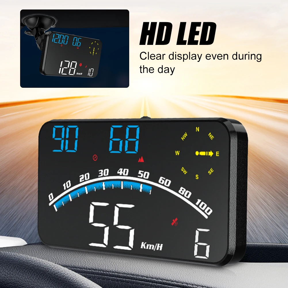 G10 Universal HUD GPS Head Up Display Speedometer Odometer LED Display Windscreen Projector with Overspeed Fatigue Driving Alarm