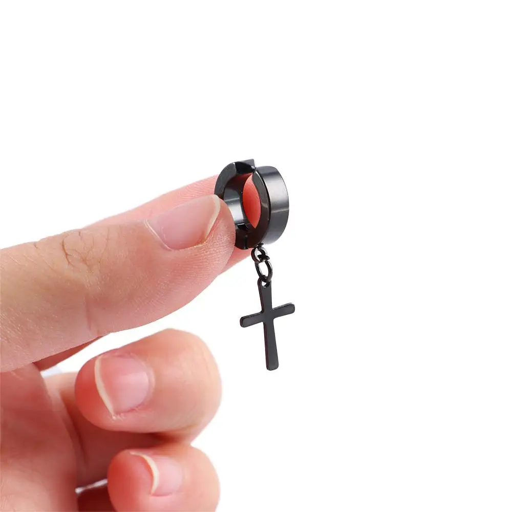 Трендовые серьги в стиле панк-рок из нержавеющей стали без отверстий для ушей