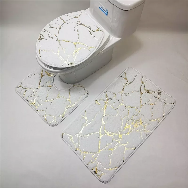

Gold Printing Rugs for Bedroom Mechanical Wash Geometric Print Rug and Carpets for Home Living Room Bathroom-Toilet Mats Set