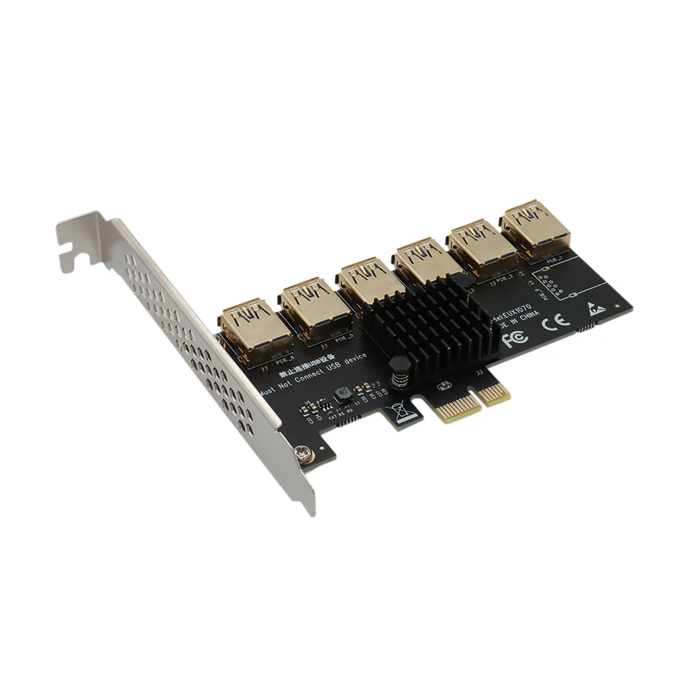 

Плата расширения PCIE 1-6 USB 3,0 ASM1187E BTC для майнинга с радиатором для Linux/Windows XP 7 8 10