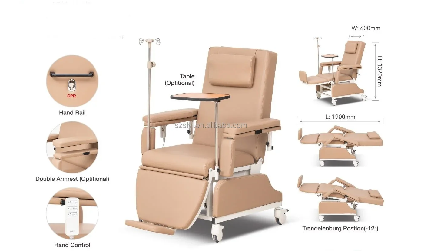 Электрическое диализное кресло для рисования крови медицинское регулируемое